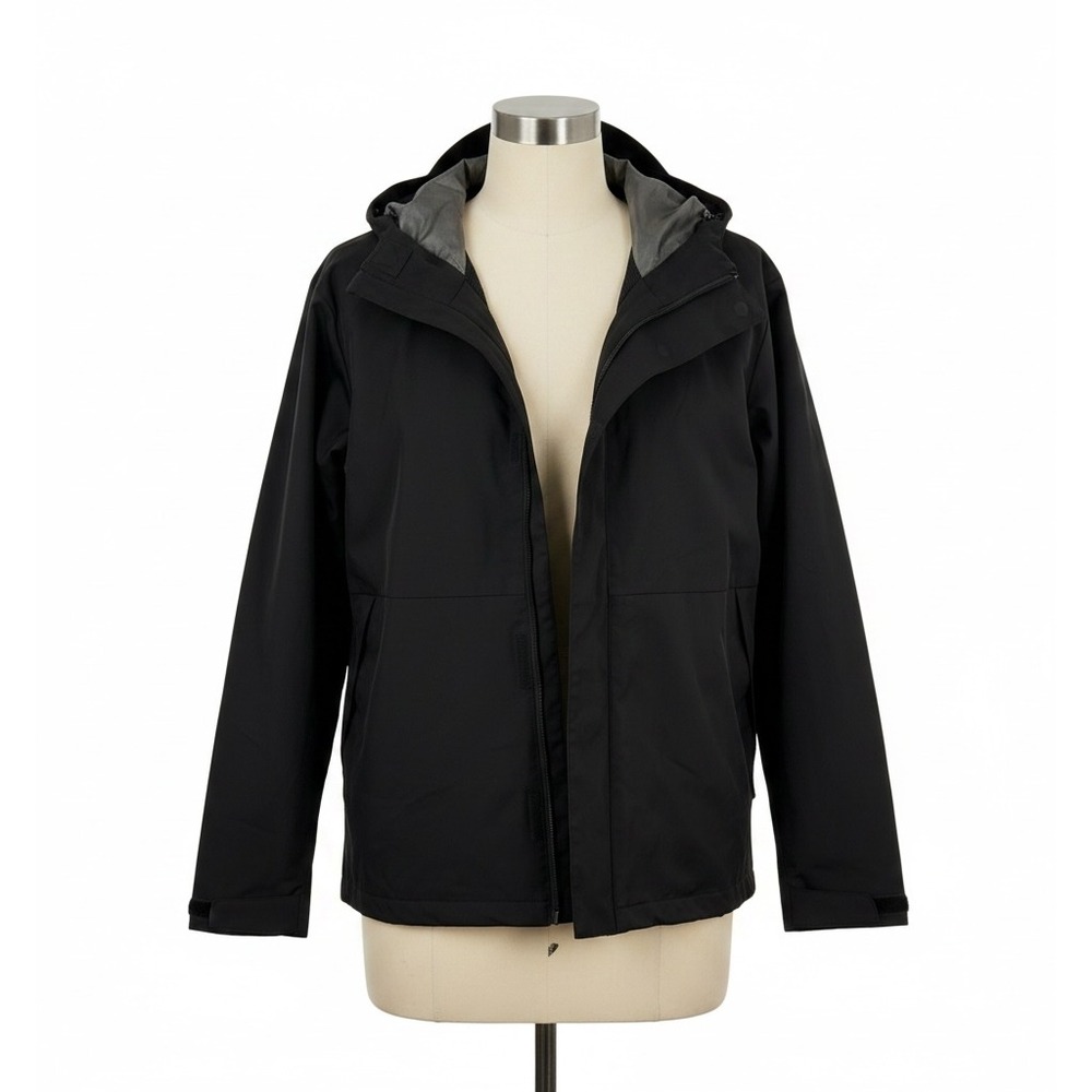Swiss Tech Mens Hooded Softshell Rain Jacket Black Large